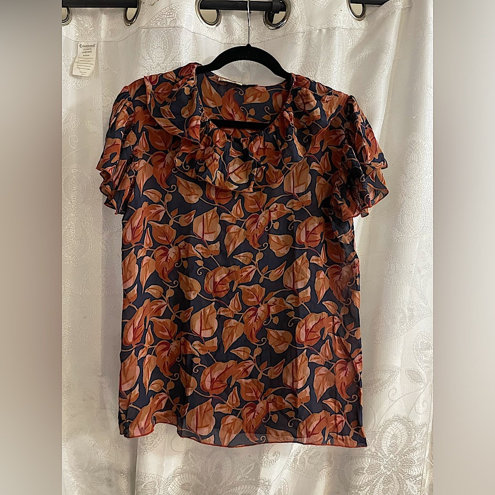 What Comes Around Goes Around for Anthropologie 100% Silk Orange Top